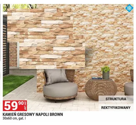 Kamień gresowy Napoli Brown 30x60cm gat. I promocja w Merkury Market