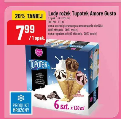 Lody rożek Tupotek Amore Gusto 6-pak promocja w POLOmarket