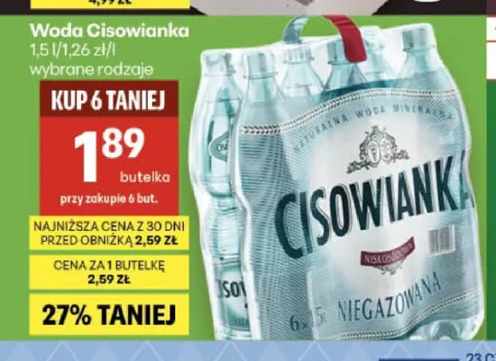 Woda mineralna Cisowianka promocja w Delikatesy Centrum