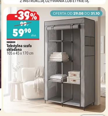 Tekstylna szafa składana 105x45x170 cm Smukee promocja w Biedronka