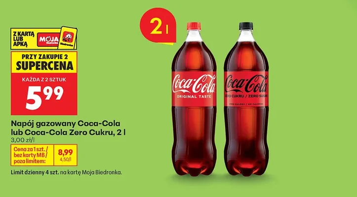 Napój gazowany Coca-Cola Original Taste promocja w Biedronka