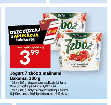 Jogurt 7 zbóż z malinami Bakoma promocja w Twój Market