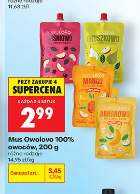 Mus Owolovo 100% owoców promocja w Biedronka