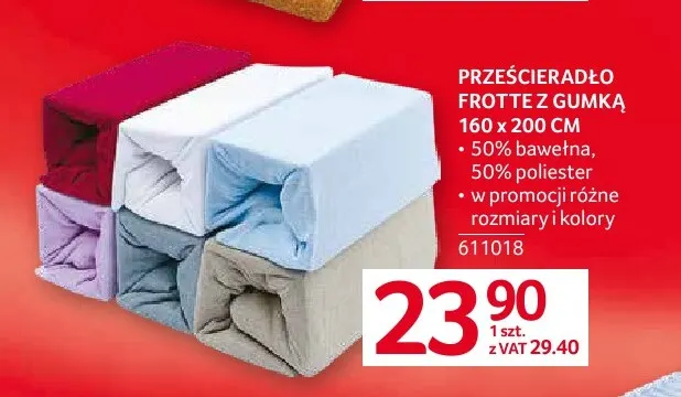 Prześcieradło frotte z gumką 160x200 cm promocja w Selgros