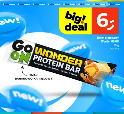Baton proteinowy Wonder bananowo-karmelowy GO ON promocja w Dealz