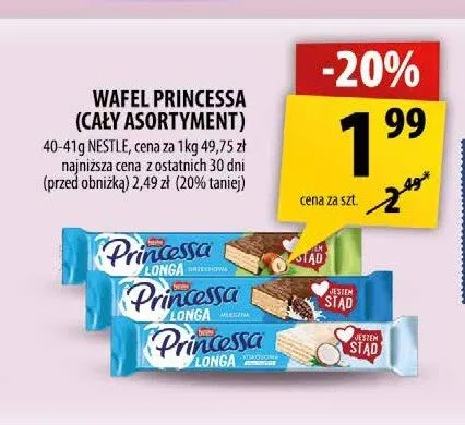 Wafel Princessa Longa orzechowa promocja w Arhelan