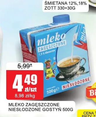 Mleko zagęszczone niesłodzone Gostyń promocja w Bingo