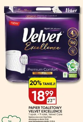 Papier toaletowy Velvet Excellence Premium Comfort 9-pak promocja w Chata Polska