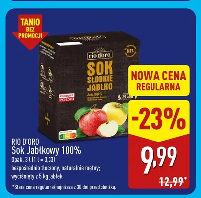Sok jabłkowy Rio D'Oro 100% promocja w Aldi