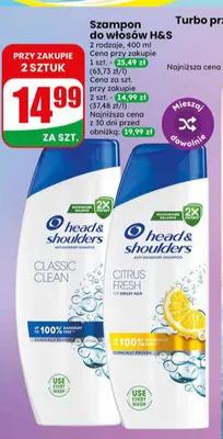 Szampon do włosów Head & Shoulders Classic Clean promocja w Dino