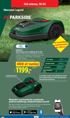 Robot koszący smart z aplikacją Parkside 20V 4Ah promocja w Lidl