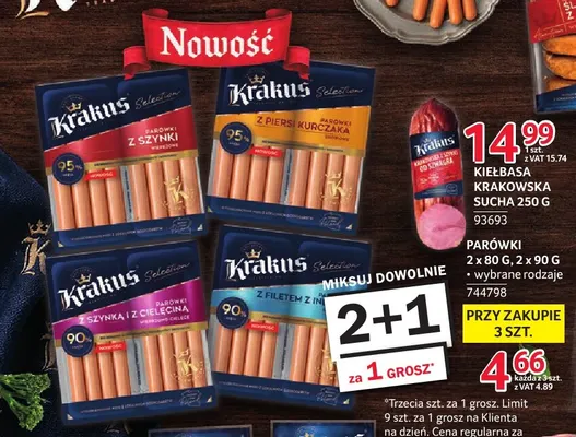 Parówki z szynki Krakus Selection promocja w Selgros