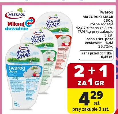 Twaróg mazurski smak różne rodzaje promocja w Carrefour