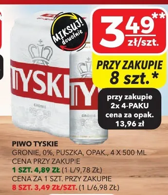 Piwo gronik 0% puszka opak. promocja w Top Market