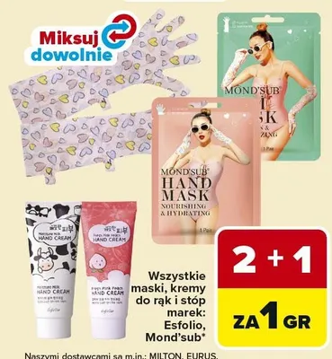 Maski i kremy do rąk i stóp Mond'sub promocja w Carrefour
