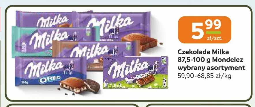 Czekolada Milka Mondelez 87,5-100g promocja w Społem Częstochowa