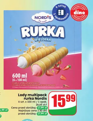 Lody rurka Nordis 6-pak promocja w Dino