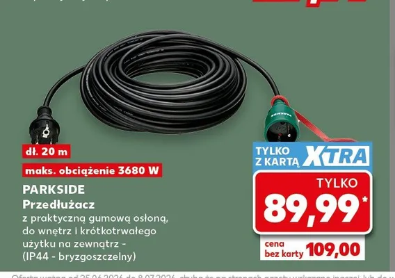 Przedłużacz bębnowy Parkside 20 m promocja w Kaufland