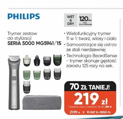 Trymer zestaw do stylizacji PHILIPS SERIA 5000 MG5941/15 promocja w Max Elektro