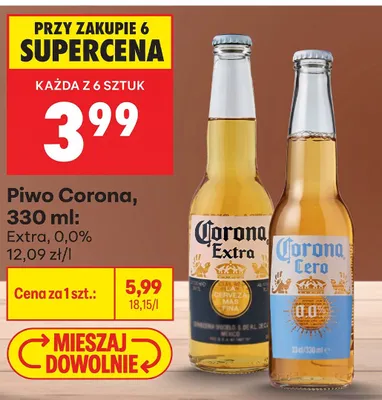 Piwo bezalkoholowe Corona Cero promocja w Biedronka