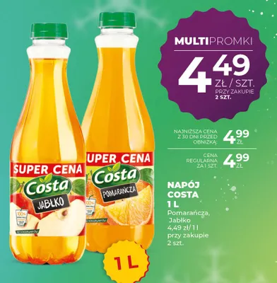 Napój Costa pomarańcza, jabłko promocja w Duży Ben