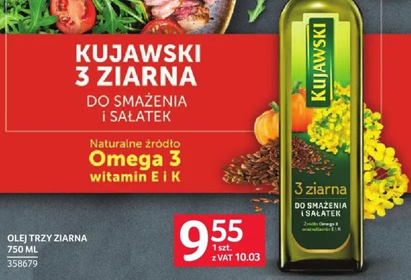 Olej trzy ziarna Kujawski promocja w Selgros
