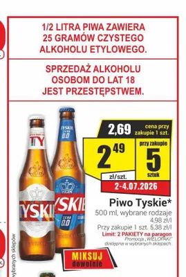 Piwo bezalkoholowe Tyskie Zero promocja w Delikatesy Sezam