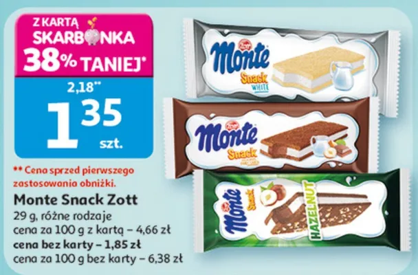 Deser Monte Snack Zott promocja w Auchan