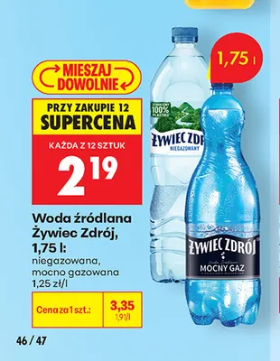 Woda źródlana gazowana Żywiec Zdrój mocny gaz promocja w Biedronka