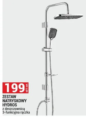 Zestaw natryskowy HYDROS z deszczownicą 3-funkcyjna ręczka promocja w Merkury Market
