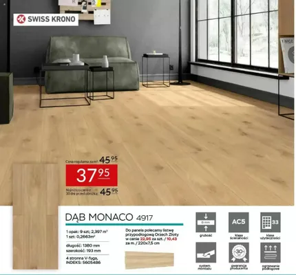 Panele laminowane Swiss Krono Dąb Monaco 4917 8 mm AC5 promocja w Abra Meble