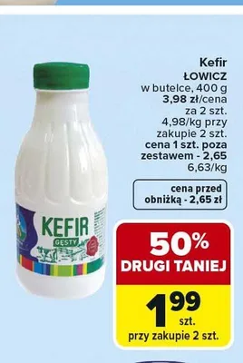 Kefir Łowicz w butelce promocja w Carrefour Market