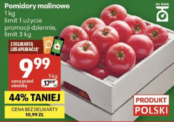 Pomidory malinowe promocja w Delikatesy Centrum