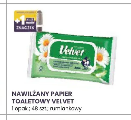Nawilżany papier toaletowy Velvet rumiankowy promocja w Stokrotka