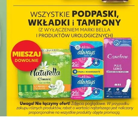 Podpaski, wkładki i tampony promocja w Kaufland