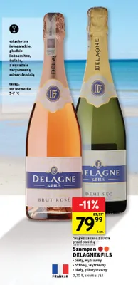 Wino musujące Szampan Delagne & Fils biały półwytrawny promocja w Intermarche
