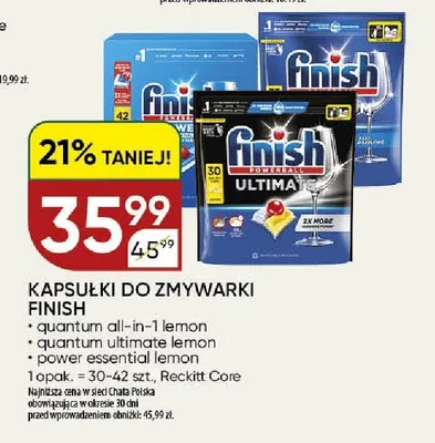 Kapsułki do zmywarki Finish Quantum Ultimate Lemon promocja w Chata Polska