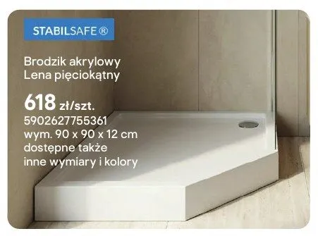 Brodzik akrylowy Schedpol Lena New pięciokątny promocja w Castorama