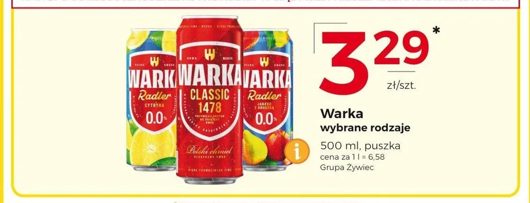 Piwo bezalkoholowe Warka Radler Cytryna promocja w Frac