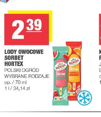 Lody owocowe sorbet arbuz Hortex promocja w SPAR