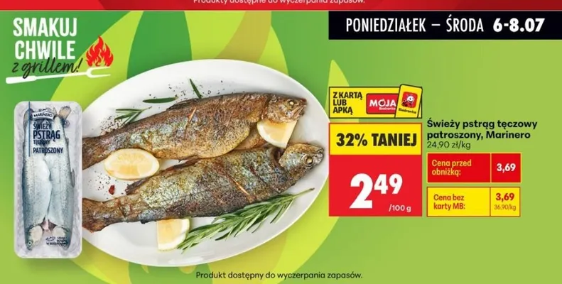 Świeży pstrąg tęczowy patroszony Marinero promocja w Biedronka