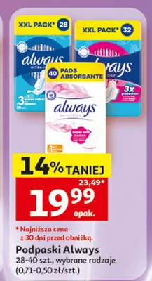 Podpaski Always XXL Pack promocja w Auchan