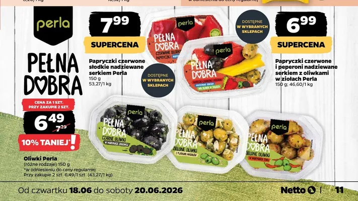Oliwki zielone z migdałami Perla promocja w Netto