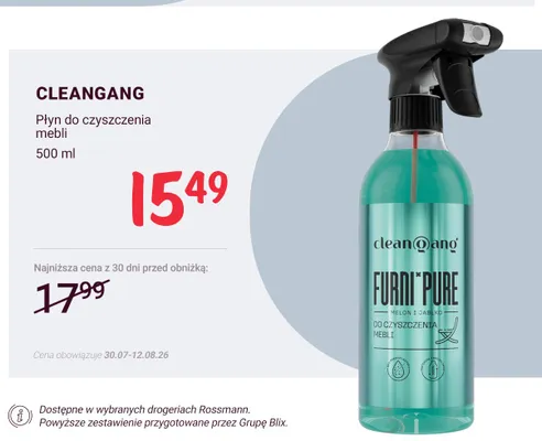 Płyn do czyszczenia mebli CLEANGANG Furni Pure promocja w Rossmann