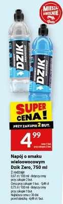 Napój o smaku wieloowocowym Dzik Zero, 750 ml promocja w Twój Market