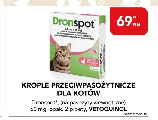 Krople przeciwpasożytnicze dla kotów Dronspot 60mg promocja w Aquael zoo