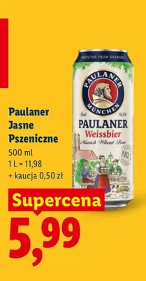 Piwo Paulaner Jasne Pszeniczne promocja w Lidl