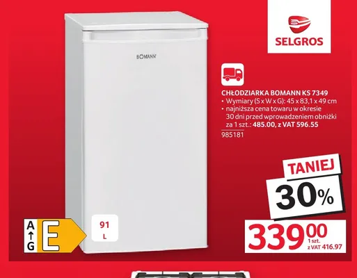 Chłodziarka Bomann Ks 7349 promocja w Selgros