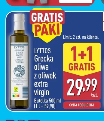 Grecka oliwa z oliwek extra virgin Lyttos promocja w Aldi