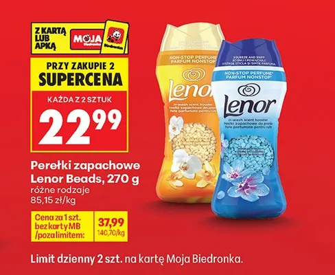 Perełki zapachowe Lenor Beads niebieskie promocja w Biedronka